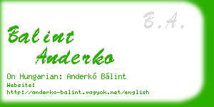 balint anderko business card