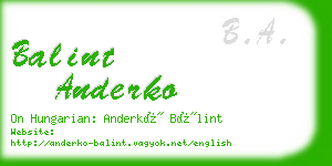 balint anderko business card